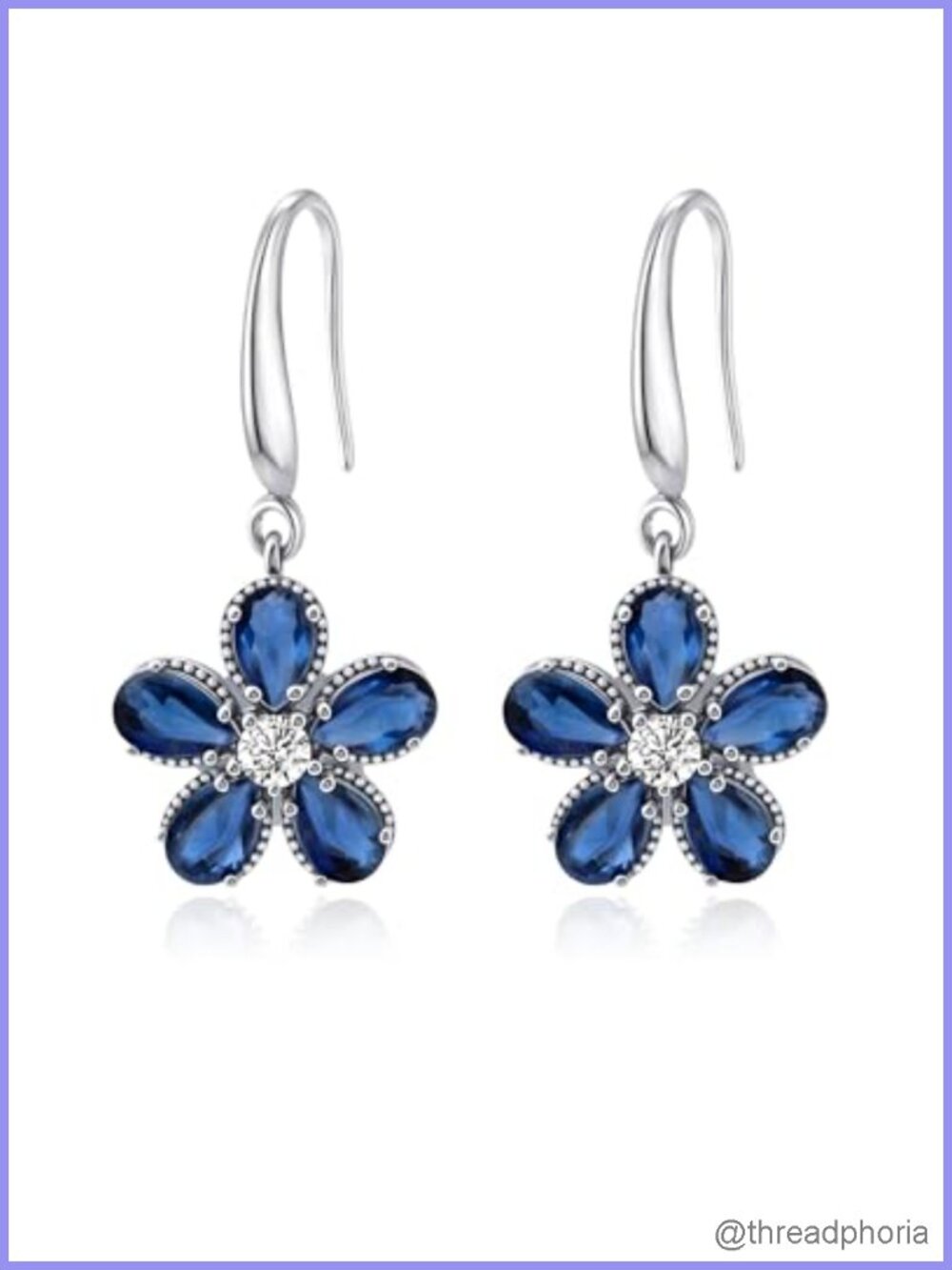 925 Sterling Silver Plated Flower Dangle Earrings Hypoallergenic Floral Drop